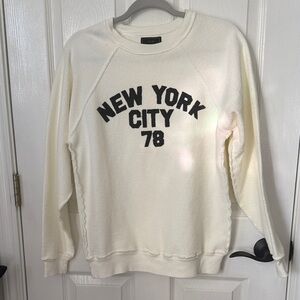 Cream Sweatshirt with Black New York City Print